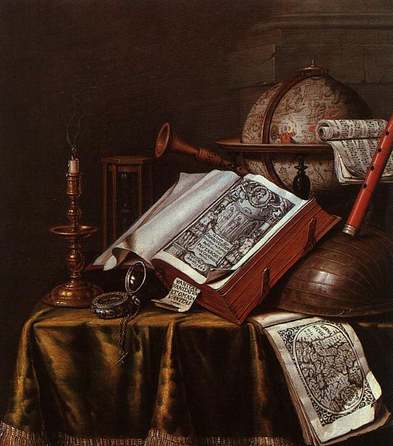 Edwaert Collier Still Life with Musical Instruments, Plutarch's Lives a Celestial Globe oil painting image